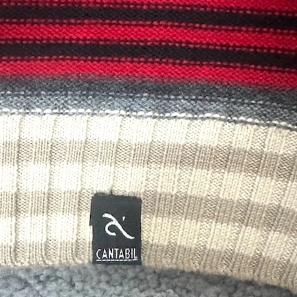 Cantabil Italy Men's Long Sleeve Winter Sweater-Size 40-Mock Neck Striped - EUC